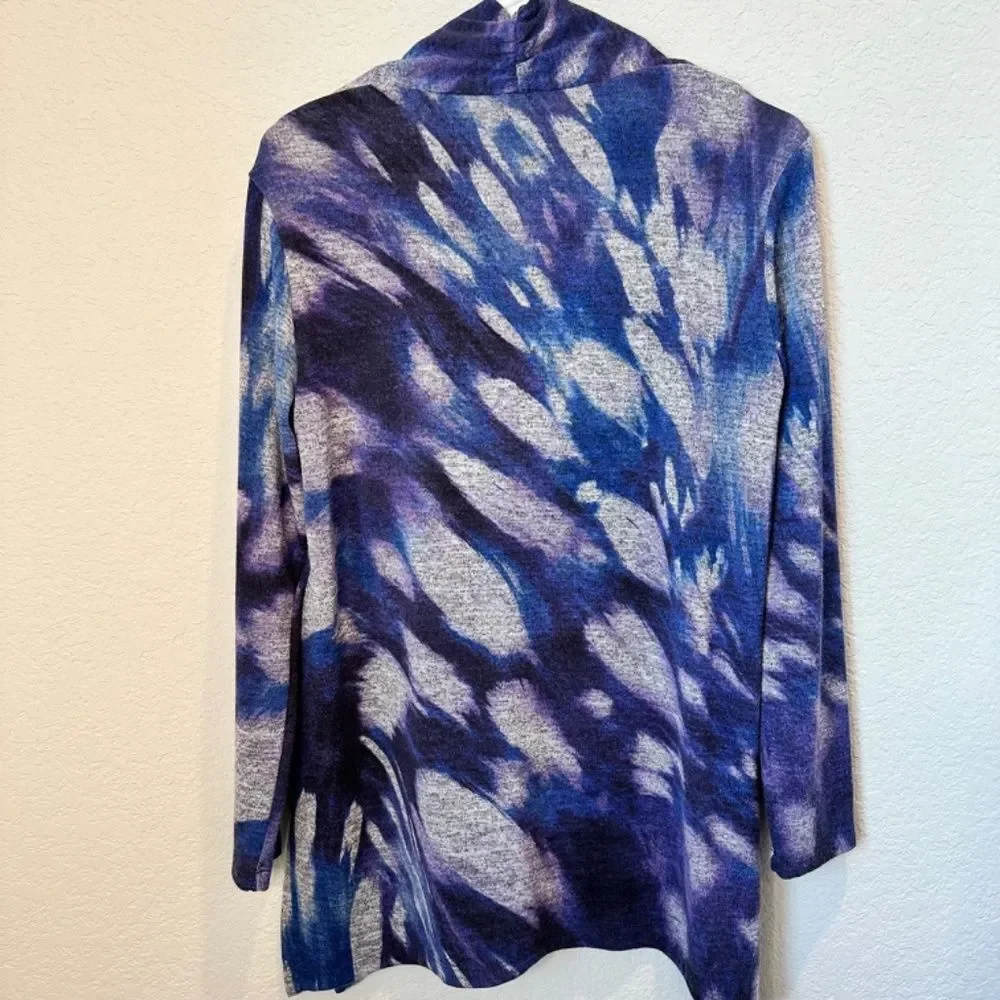 Clara Sun Woo Blue Purple Lightweight Tunic V-Neck Sweater - Size S - EUC